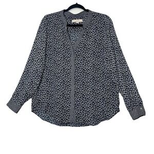 Loft Women's‎ Long Sleeve Floral V Neck Button Down Blouse Size M
